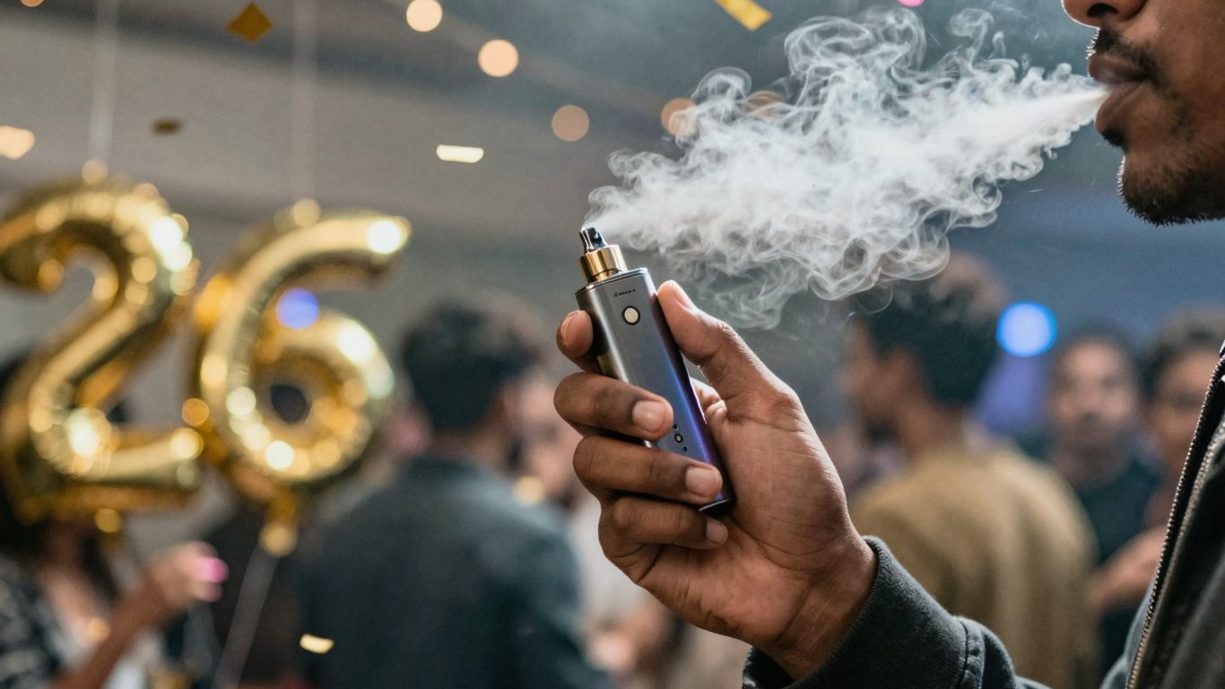 Dampfer setzt Neujahrsvorsätze um mit E-Zigarette.