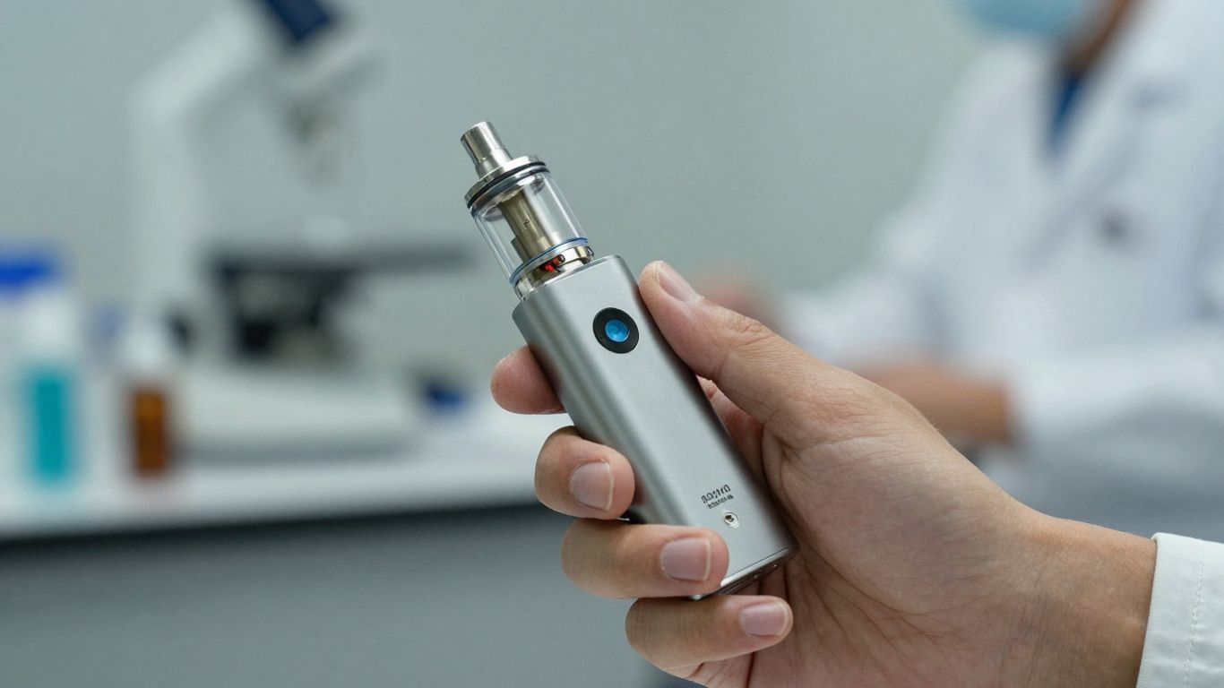 Person mit E-Zigarette, medizinischer Hintergrund