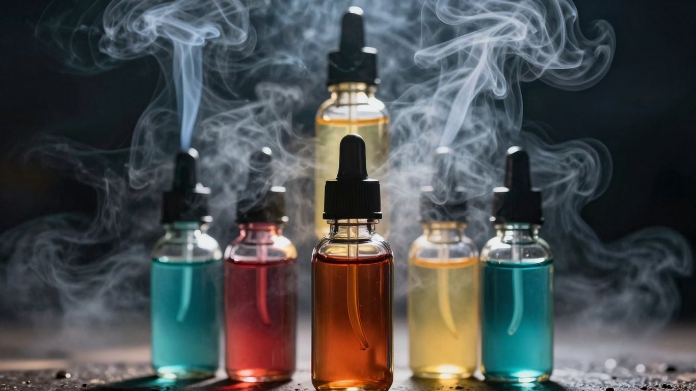 Bunte Liquids mit Dampfwolken für intensiven Geschmack.